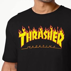Thrasher flame logo black t shirt